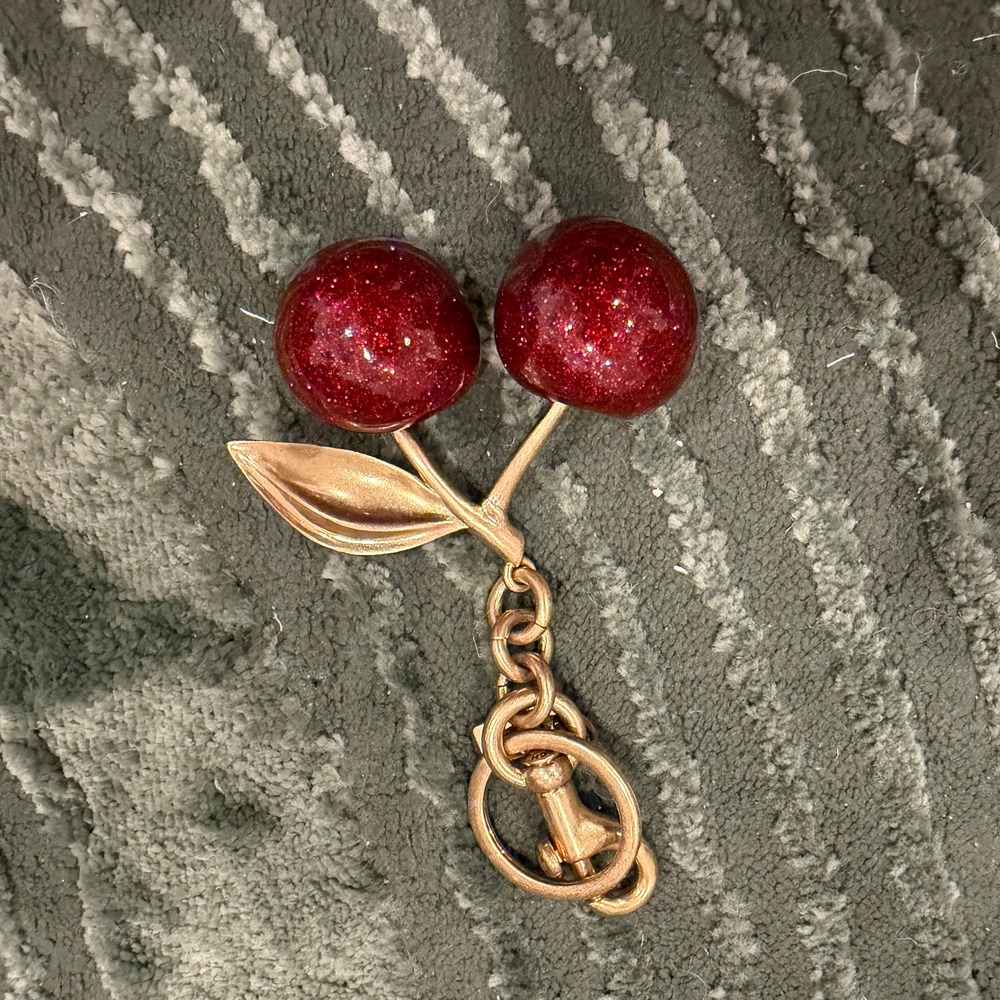 Coach Red Cherry Charm Keychain
